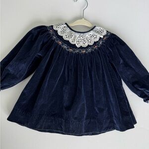 Alison Scott Vintage Navy Frilly Collared Dress Size 24M